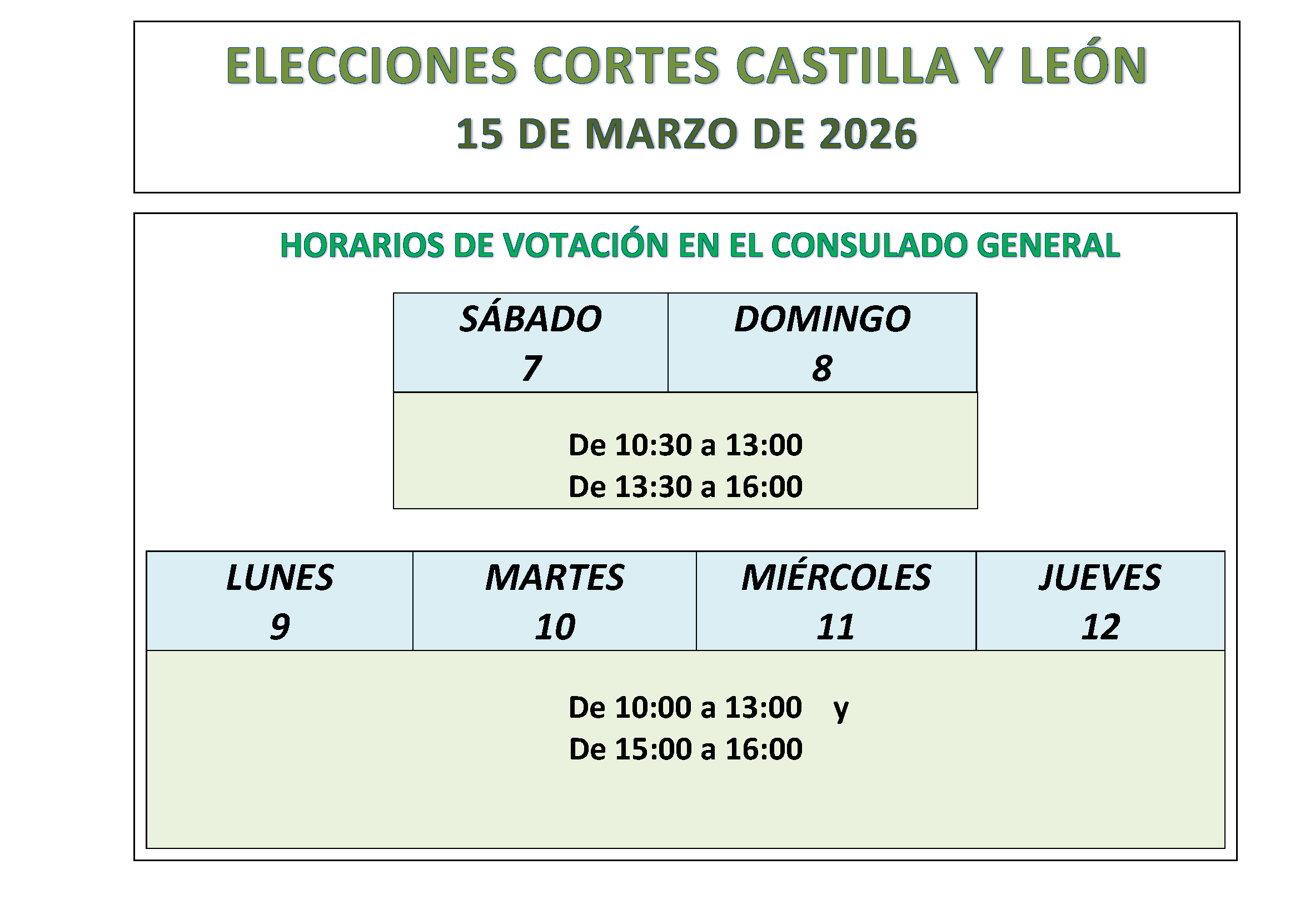 ELECCIONES A LAS CORTES DE CASTILLA Y LEÓN DE 15 DE MARZO DE 2026