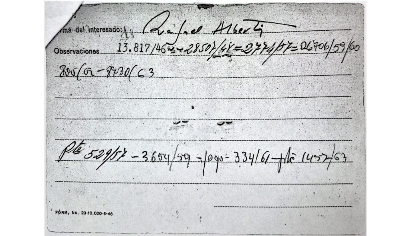 Trasera de Rafael Alberti Merello