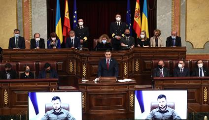 The President of Ukraine speaks before Spanish Parliament, President Sánchez reaffirms Spain