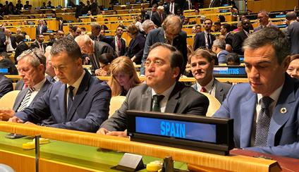 Albares promotes the two-State solution at the United Nations to achieve peace in the Middle East 